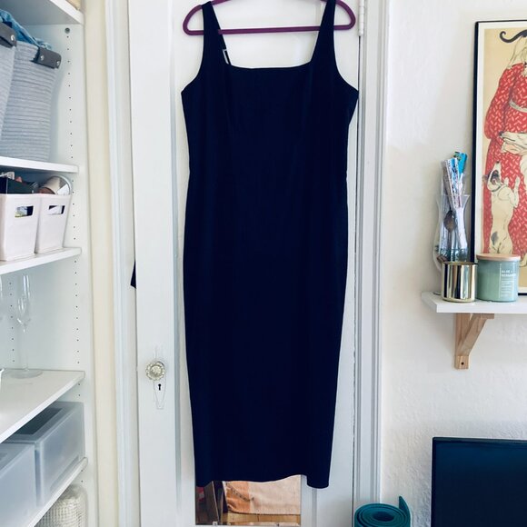 NWOT Abercrombie & Fitch Black Stretch Column Midi Dress - Picture 4 of 6